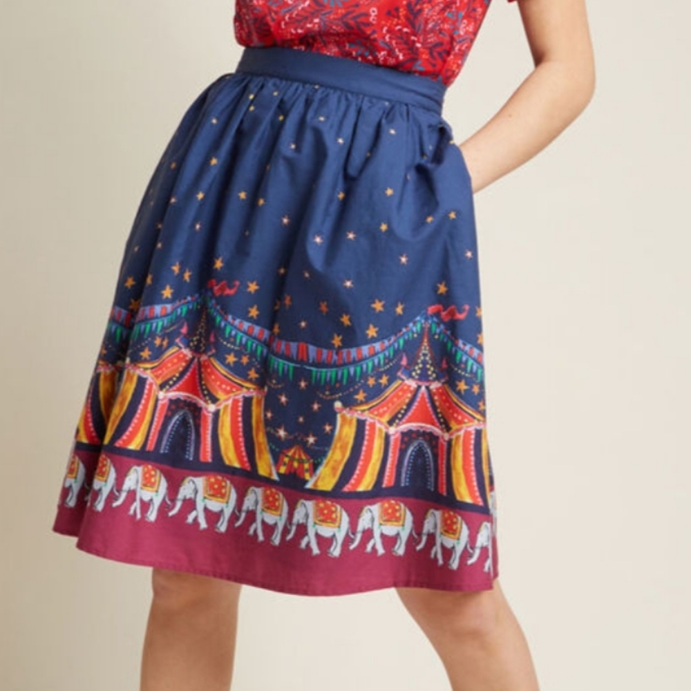 Modcloth circus cotton skirts Sz large NEW